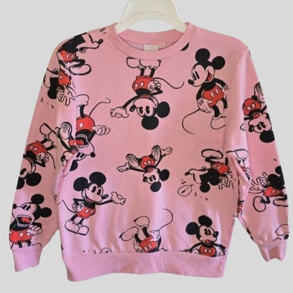 Disney 100 Mickey Mouse Pink Crewneck Sweatshirt Women's XS Rare Pullover - Picture 1 of 13